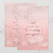 Quinceanera/Faux Roos Gold Confetti+Snow Bokeh Kaart (Voorkant / Achterkant)