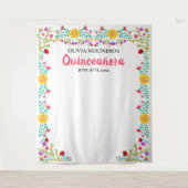 Quinceanera-feest fotobackdrop Mexicaanse bloemen Wandkleed (Voorkant)