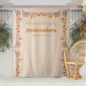 Quinceanera-feest Fotohulpstuk Mexicaanse Bloemen Wandkleed