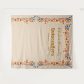 Quinceanera-feest Fotohulpstuk Mexicaanse Bloemen Wandkleed (Voorkant (horizontaal))