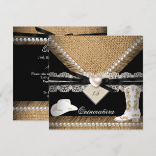 Quinceanera Feest Landelijk Jute Cowgirl Hoed Laar Kaart