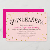 QUINCEAÑERA FEEST luxe gouden confetti vlekken roz Kaart (Voorkant / Achterkant)
