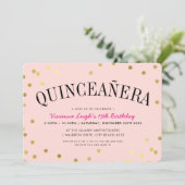 QUINCEAÑERA FEEST luxe gouden confetti vlekken roz Kaart (Staand voorkant)