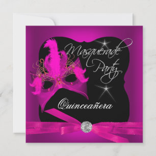 Quinceanera Feest Maskerade Roze Zwart Kaart