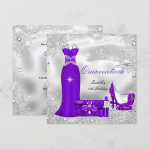 Quinceanera Feest Paars Zilver Sneeuwvlokken S Kaart