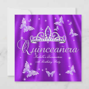 Quinceanera Feest Paarse Tiara Vlinder Kaart