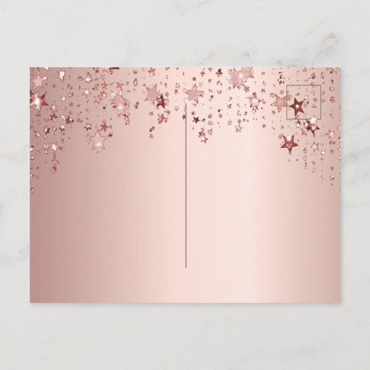 Quinceanera-feest roze gouden sterren save the dat briefkaart (Achterkant)