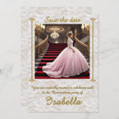 " QUINCEANERA FEest UITNODIGING " (Voorkant / Achterkant)