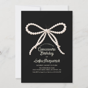Quinceanera Feest Zwart Witte Parel Boog Kaart