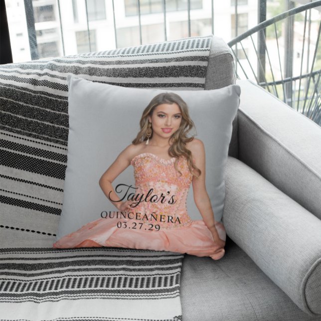 Quinceanera-feestfoto Kussen (Quinceanera Party Photo Throw Pillow)