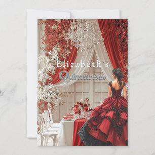Quinceañera-feestzaal Rood gewaad Kristallen kroon Kaart