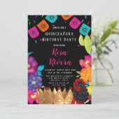 Quinceañera Festive Gold Crown Birthday Party Kaart (Staand voorkant)