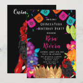 Quinceañera Festive Gold Crown Birthday Party Kaart (Voorkant / Achterkant)