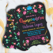Quinceañera Fiesta Birthday Party folkart bloemen Kaart