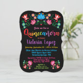 Quinceañera Fiesta Birthday Party folkart bloemen Kaart (Staand voorkant)