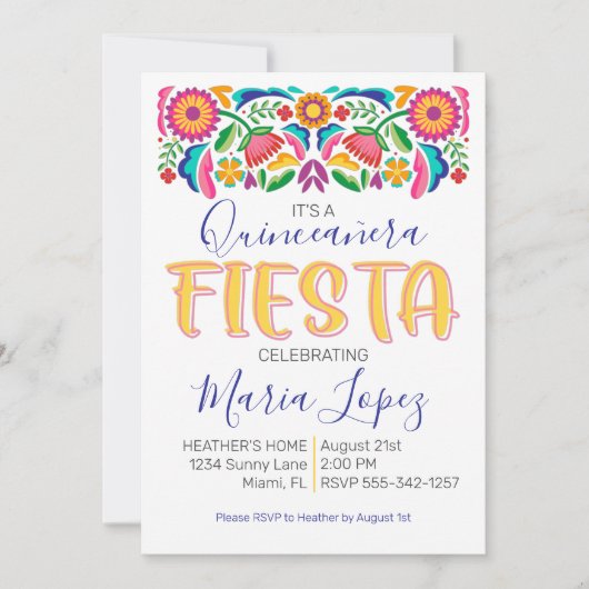 Quinceañera Fiesta verjaardagsfeestje Uitnodiging (Voorkant)