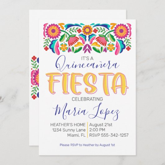 Quinceañera Fiesta verjaardagsfeestje Uitnodiging (Voorkant / Achterkant)