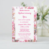 Quinceanera Fiftiende verjaardag Roze Cherry Flora Kaart (Staand voorkant)