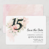 Quinceanera Floral 15e verjaardag Save The Date (Voorkant / Achterkant)