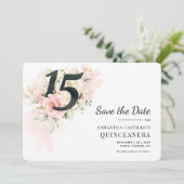 Quinceanera Floral 15e verjaardag Save The Date (Staand voorkant)