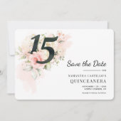 Quinceanera Floral 15e verjaardag Save The Date (Voorkant)