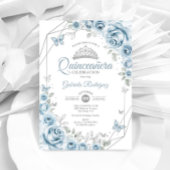 Quinceanera Floral Baby Blauw Zilver Kaart