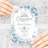 Quinceanera Floral Baby Blauw Zilver Kaart