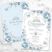 Quinceanera Floral Baby Blauw Zilver Kaart