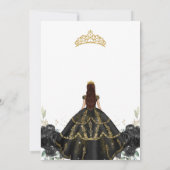 Quinceanera Floral Black Gold Invitation Kaart (Achterkant)