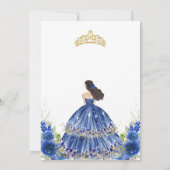 Quinceanera Floral Blue Gold Invitation Kaart (Achterkant)