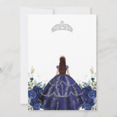 Quinceanera Floral Blue Silver Invitation Kaart (Achterkant)