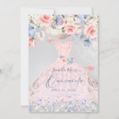Quinceanera Floral Blush Pink Glitter Gown Kaart (Voorkant)