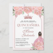 Quinceanera Floral Blush Pink Mis Quince Anos Kaart (Voorkant)