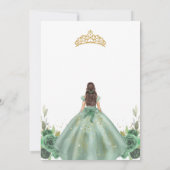 Quinceanera Floral Green Gold Invitation Kaart (Achterkant)