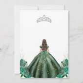 Quinceanera Floral Green Silver Invitation Kaart (Achterkant)