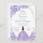 Quinceanera Floral Invitation Kaart (Voorkant)