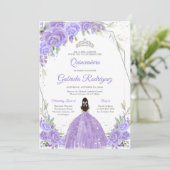 Quinceanera Floral Invitation Kaart (Staand voorkant)