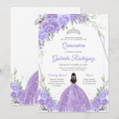 Quinceanera Floral Invitation Kaart (Voorkant / Achterkant)