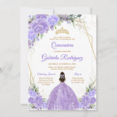 Quinceanera Floral Invitation Kaart (Voorkant)