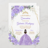 Quinceanera Floral Invitation Kaart (Voorkant / Achterkant)