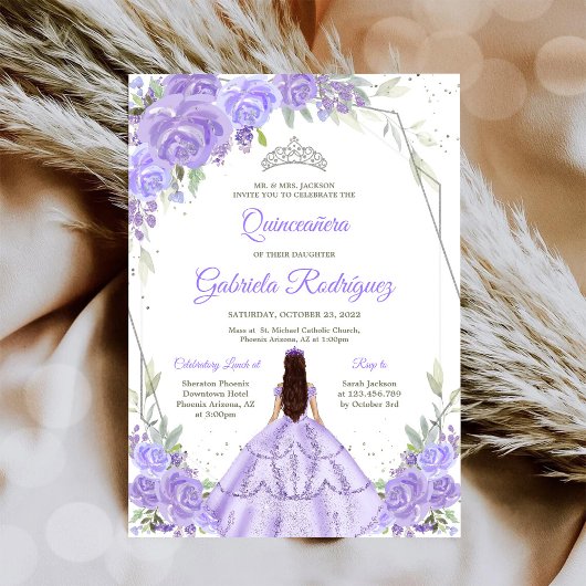 Quinceanera Floral Invitation Kaart