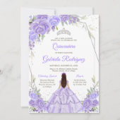 Quinceanera Floral Invitation Kaart (Voorkant)