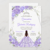 Quinceanera Floral Invitation Kaart (Voorkant / Achterkant)