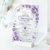 Quinceanera Floral Lilac Purple Silver Acryl Uitnodigingen