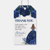 Quinceanera Floral Navy Blue Gold Mis Quince Anos Cadeaulabel (Achterkant)