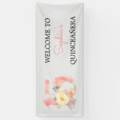 Quinceanera Floral Number 15 Personalized Birthday Spandoek (Verticaal)