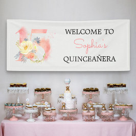 Quinceanera Floral Number 15 Personalized Birthday Spandoek