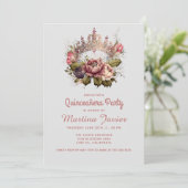 Quinceañera Floral Pincess Crown 15th Birthday Kaart (Staand voorkant)