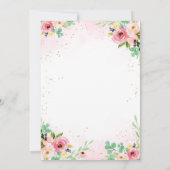 Quinceanera Floral Pink Gold Invitation Kaart (Achterkant)