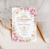 Quinceanera Floral Pink Gold Kaart